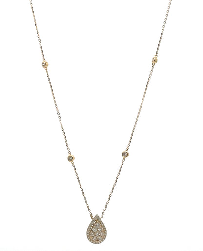 18K Yellow Gold Pear Shaped Necklace with Diamonds