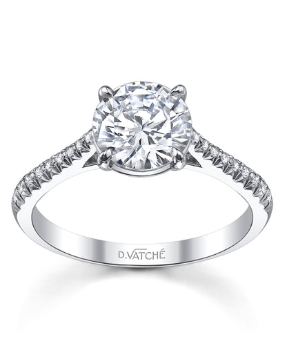 Designs By Vatche #1507 Platinum Engagement Ring Setting for 7.5 Millimeter Round Stone