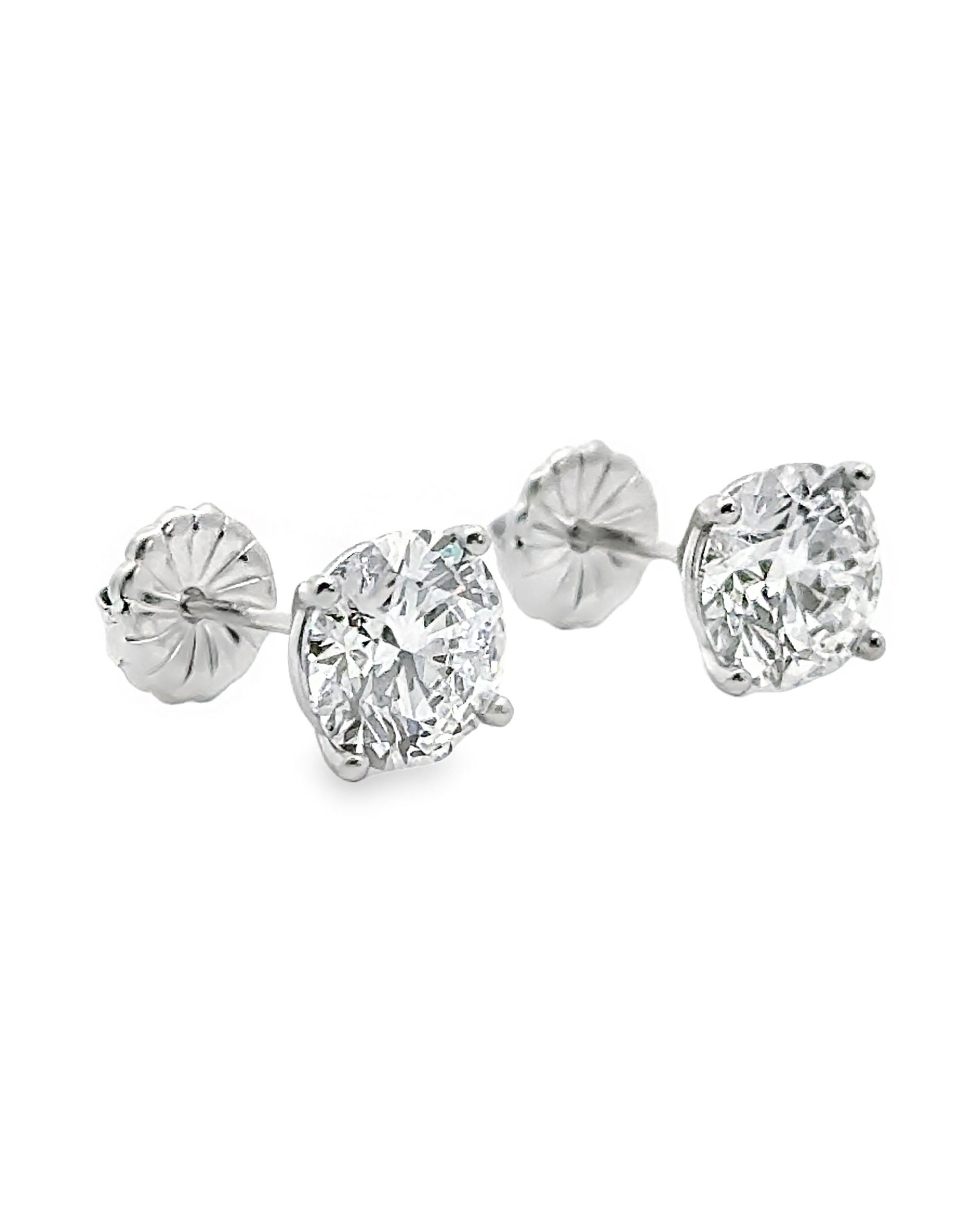 GIA Certified 14K White Gold Lab Grown Diamond Earrings 4.40 carats with Pushbacks