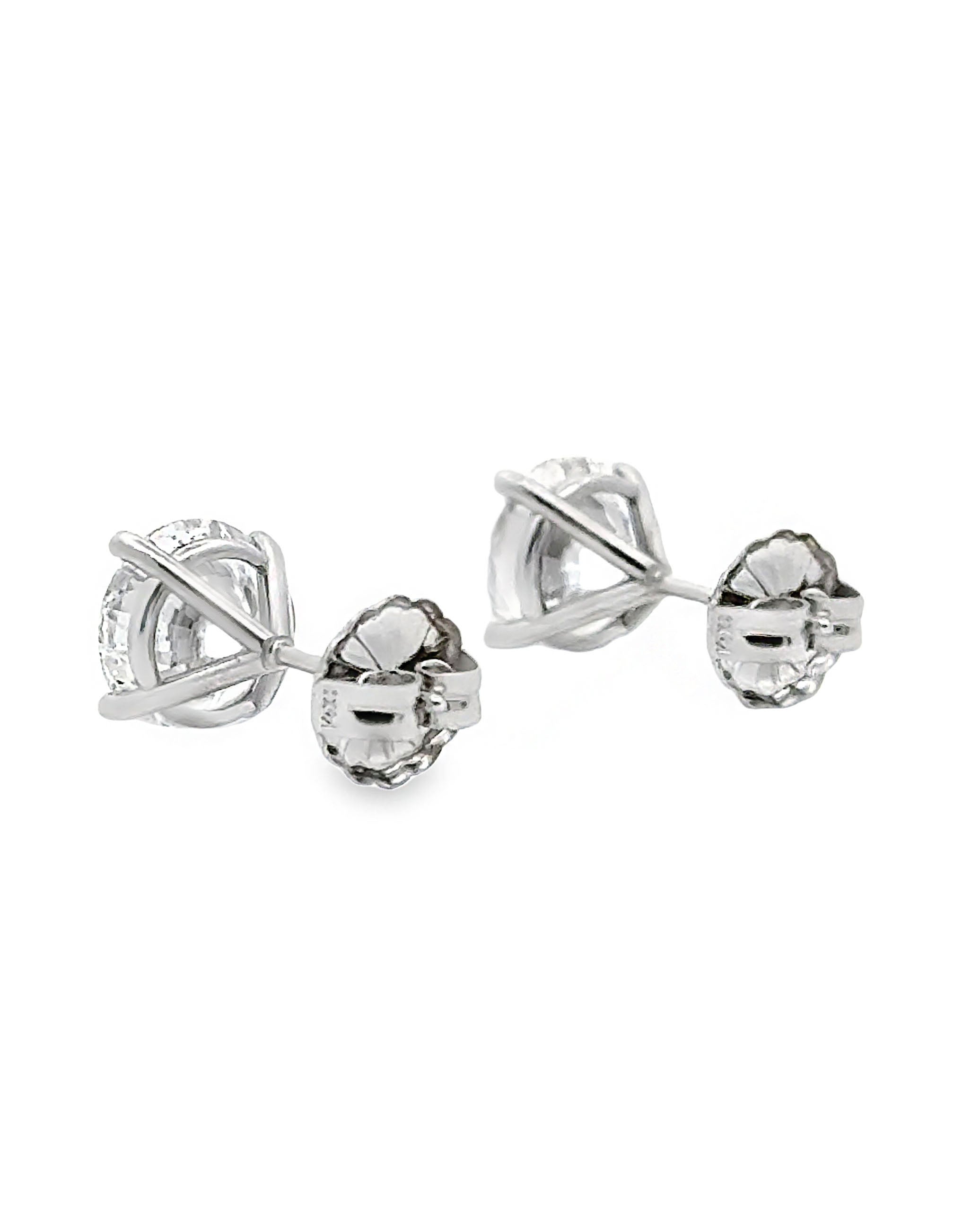 GIA Certified 14K White Gold Lab Grown Diamond Earrings 4.40 carats with Pushbacks