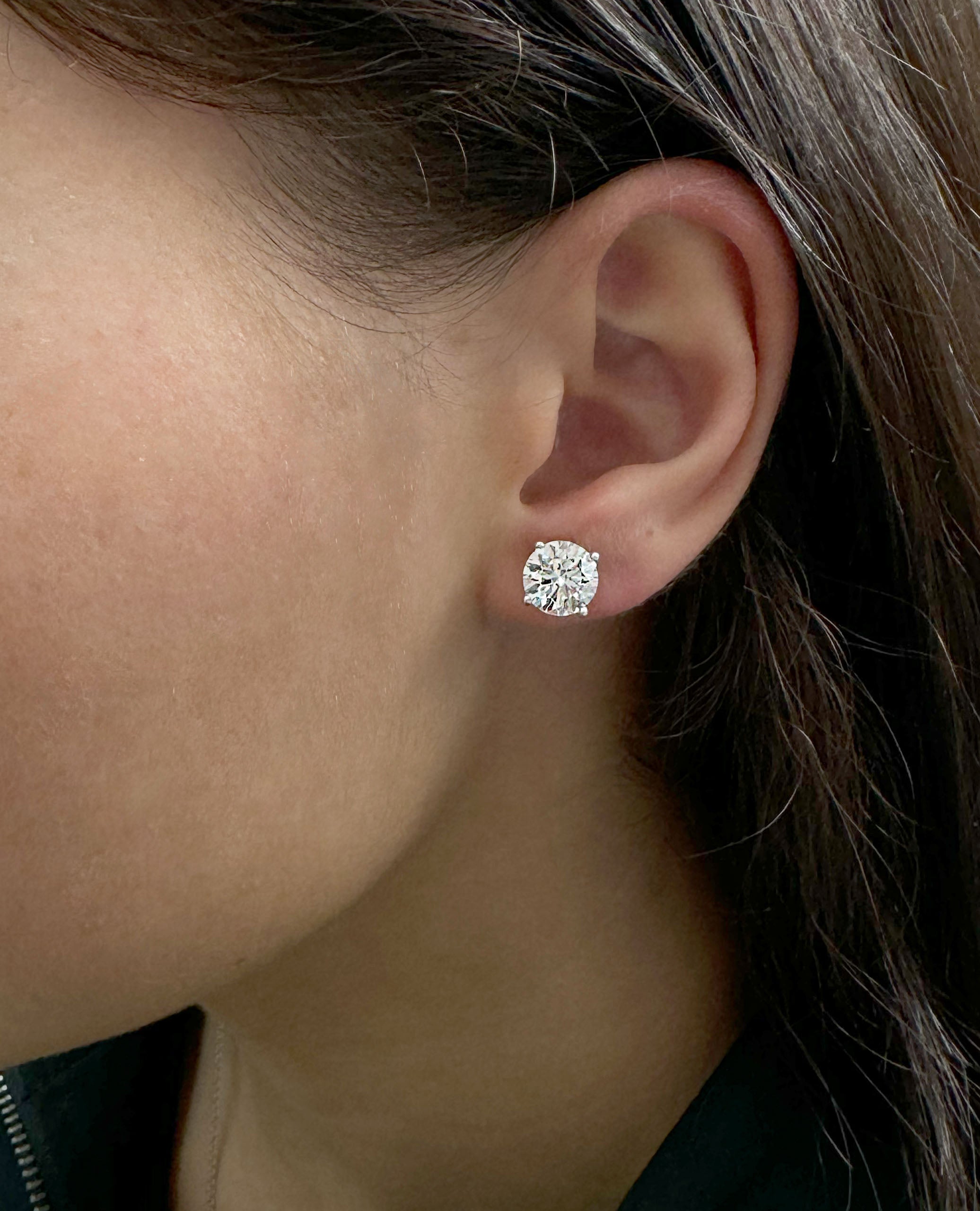 GIA Certified 14K White Gold Lab Grown Diamond Earrings 4.40 carats with Pushbacks
