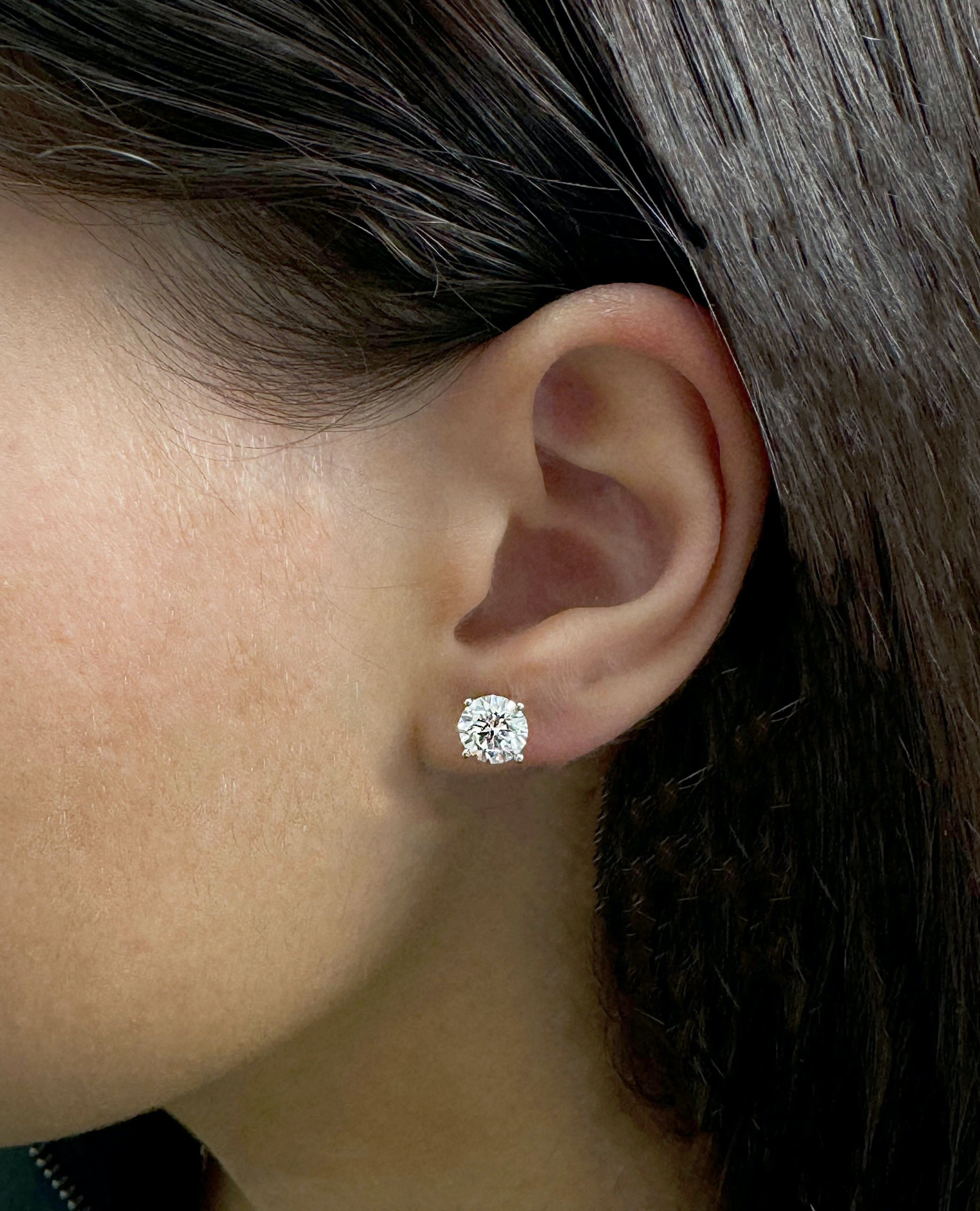 GIA Certified 14K White Gold Lab Grown Diamond Earrings 3.25 carats with Pushbacks