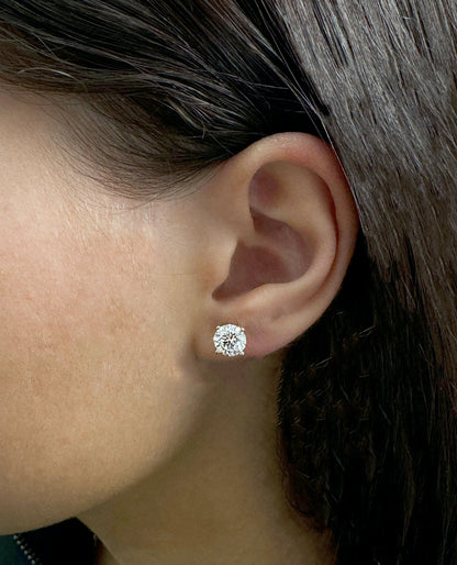 GIA Certified 14K White Gold Lab Grown Diamond Earrings 3.25 carats with Pushbacks