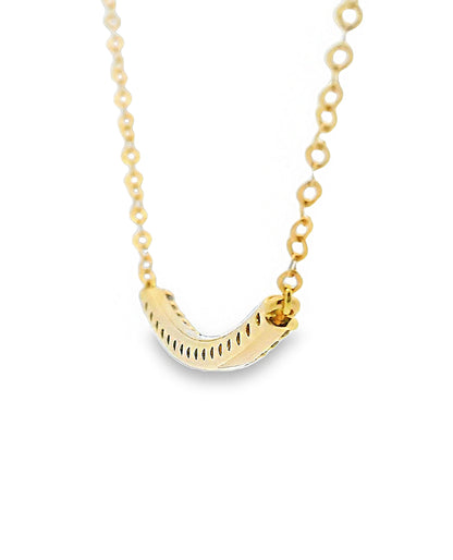14K Yellow Gold Bar Necklace with 16 Round Diamonds