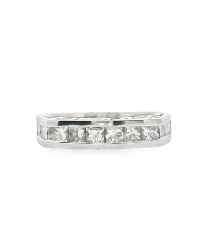 18K White Gold Ring with Princess-Cut Diamonds- Size 6
