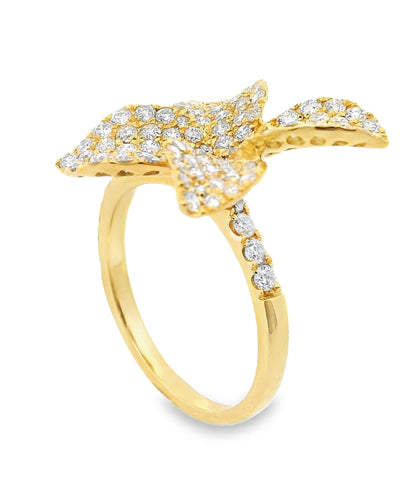 18K Yellow Gold Flower Ring with Diamonds