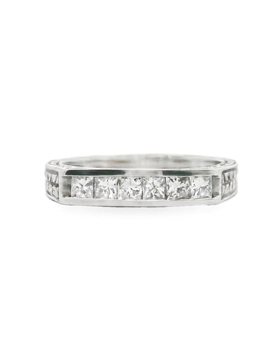 18K White Gold Ring with Princess Cut Diamonds- Size 6.5