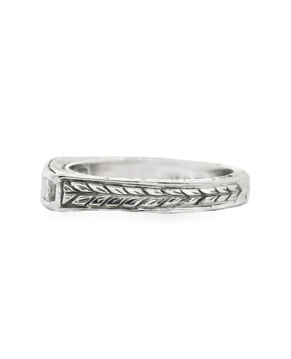 18K White Gold Ring with Princess Cut Diamonds- Size 6.5