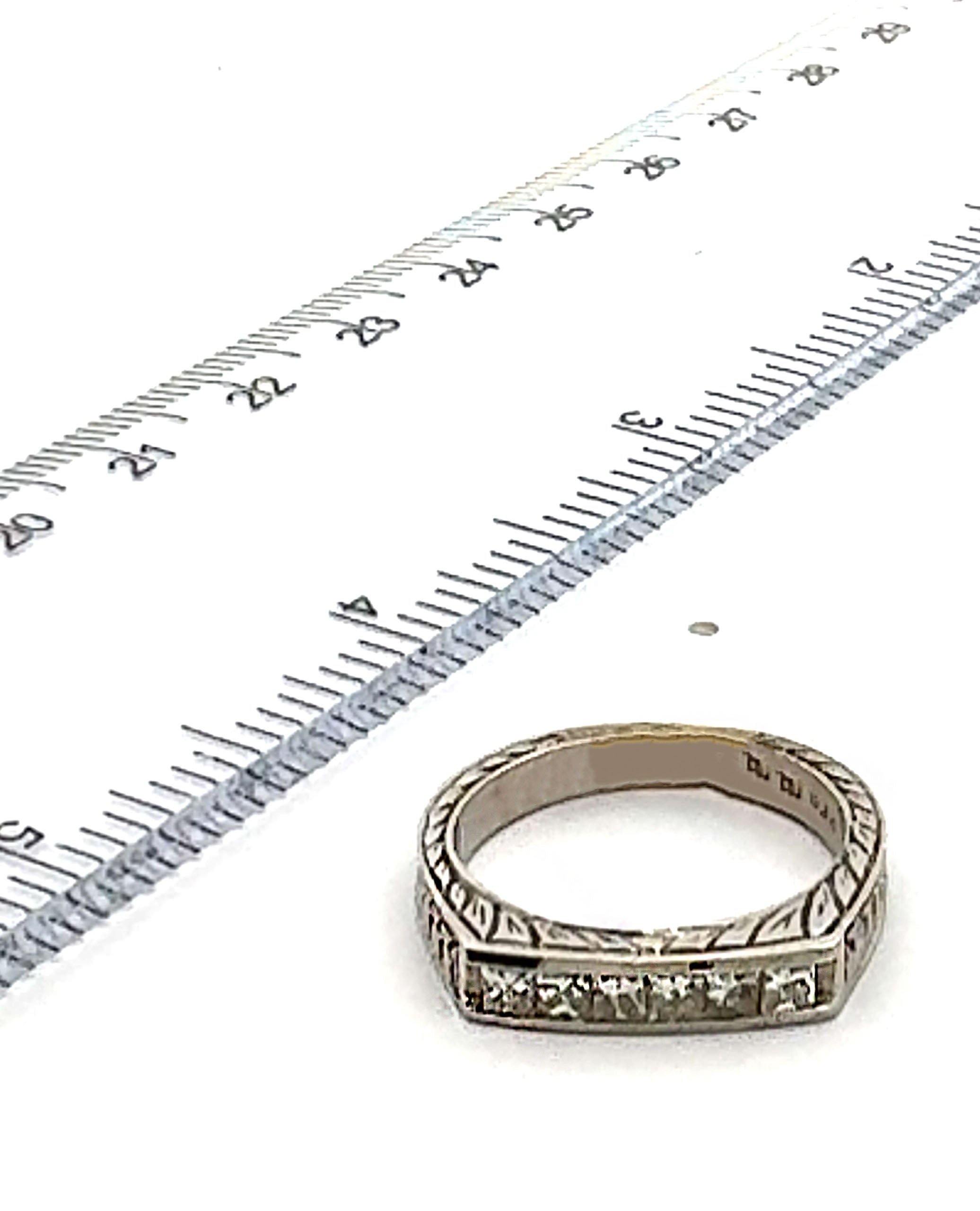 18K White Gold Ring with Princess Cut Diamonds- Size 6.5
