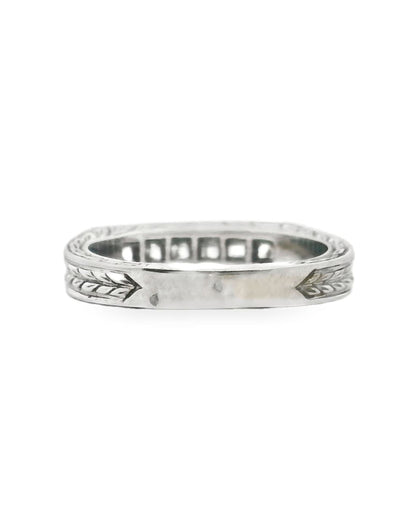 18K White Gold Ring with Princess Cut Diamonds- Size 6.5