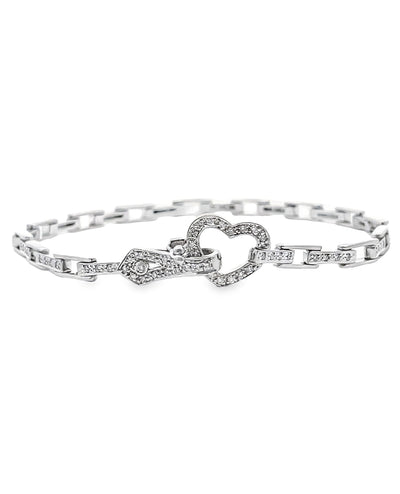 14K White Gold Heart Bracelet with Diamonds 0.50 Carats