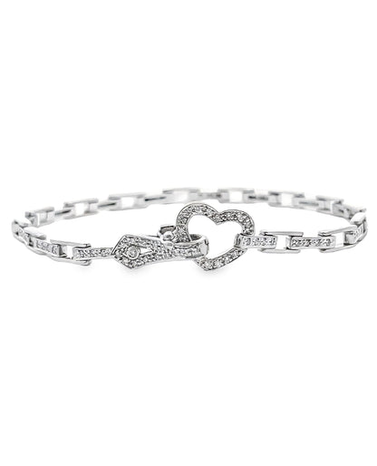 14K White Gold Heart Bracelet