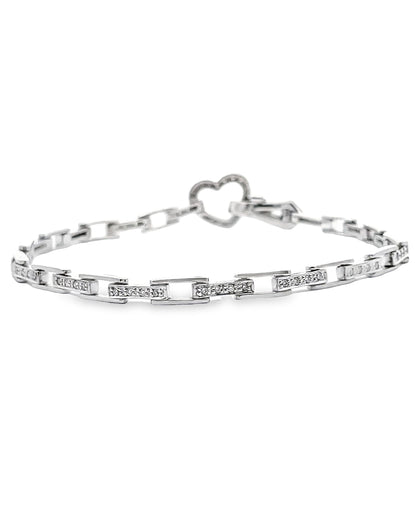 14K White Gold Heart Bracelet