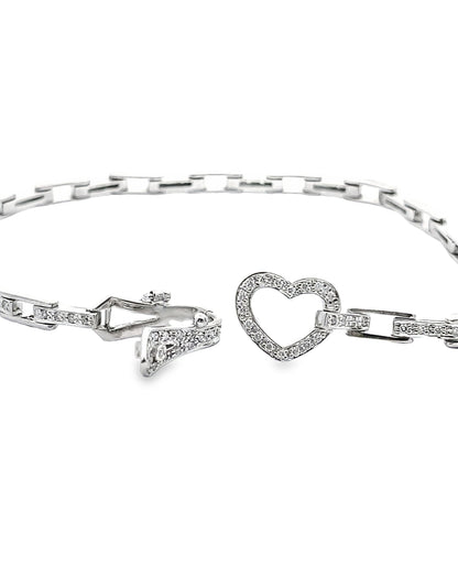 14K White Gold Heart Bracelet