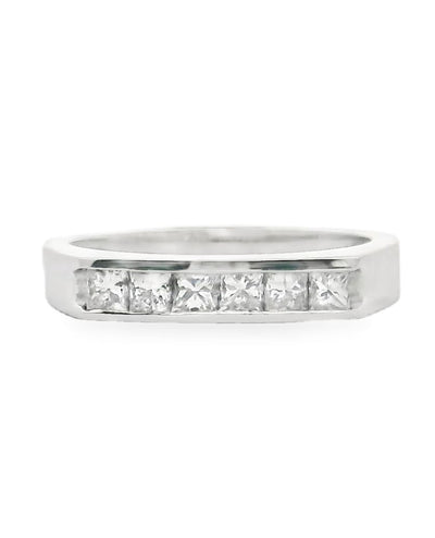 18K White Gold Ring with Princess Cut Diamonds- Size 6.5