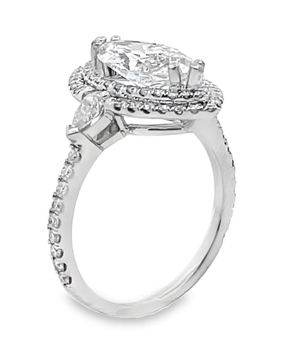 18K White Gold Diamond Ring with Lab Grown Marquise Center