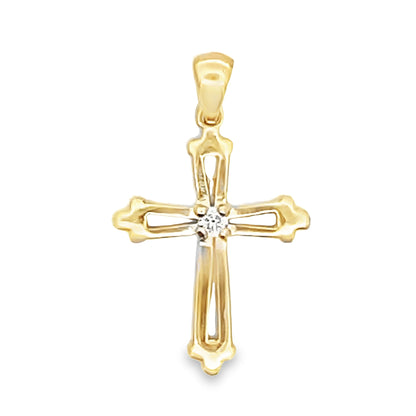 14K Yellow Gold Cross with Diamond