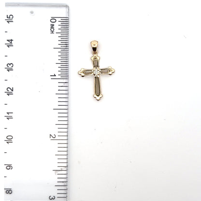 14K Yellow Gold Cross with Diamond