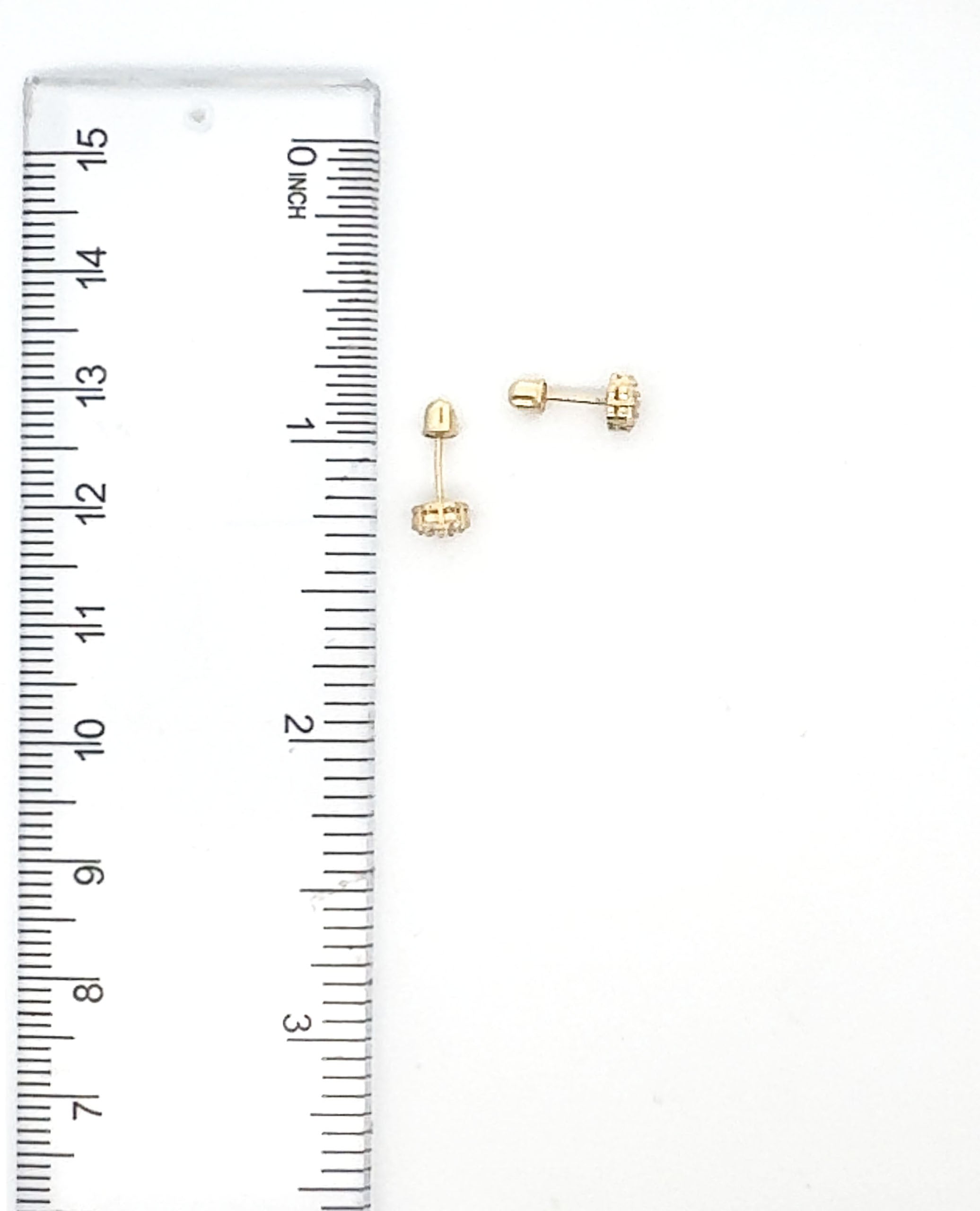 14K Yellow Gold Cluster Pushback Stud Earrings with Pushbacks
