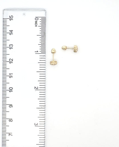 14K Yellow Gold Screwback Stud Earrings With CZ