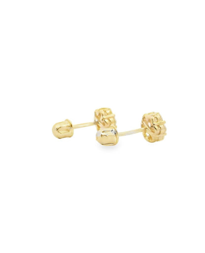 14K Yellow Gold Screwback Stud Earrings With CZ