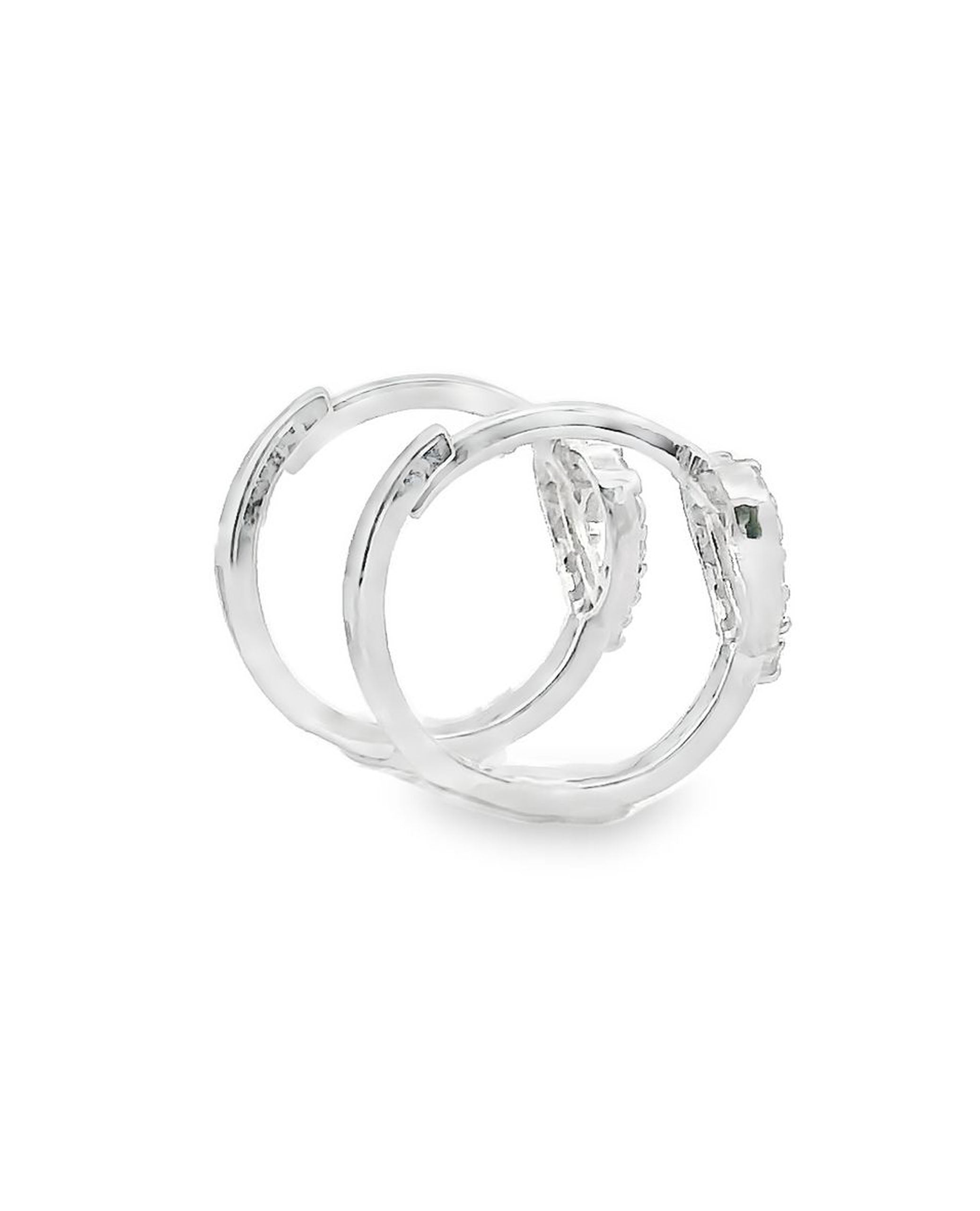 14K White Gold Open Heart Small Huggie Hoop Earrings With CZ
