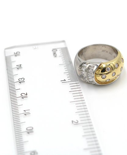 Vintage Platinum and 18k Yellow Gold Dome Ring, Circa 1990 (Watch Video)