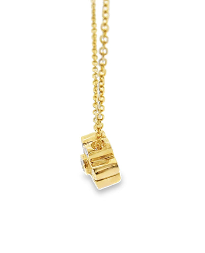 14K Yellow Gold Necklace with 7 Bezel Set Round Diamonds