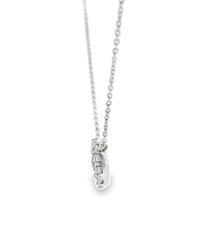 14K White Gold Necklace with Round Set Pave Diamonds