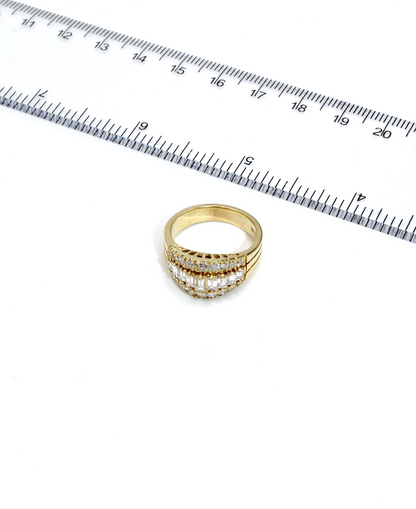 Vintage Tapered Diamond Band Ring with Baguette and Round Diamonds Totaling 1.30 Carats
