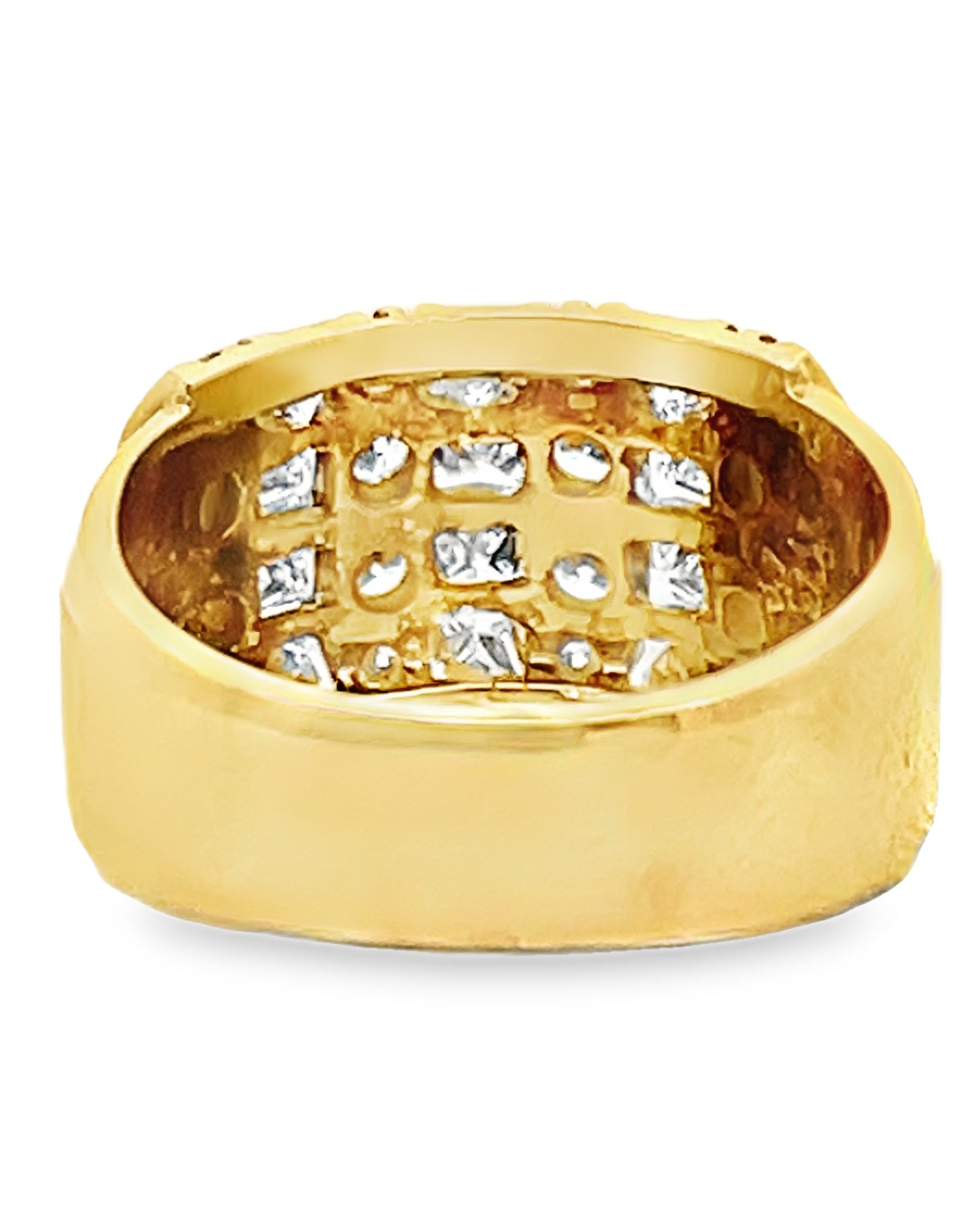 Vintage Multirow Diamond Ring with Princess Cut and Round Diamonds 2.05 Carats Total