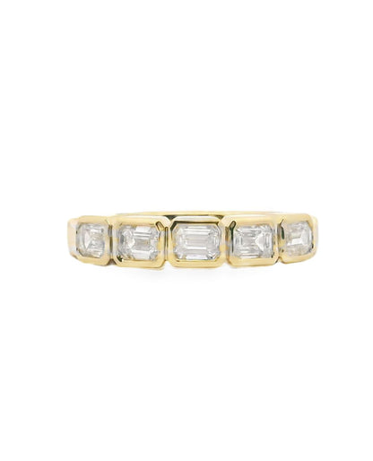 14K Yellow Gold Bezel Set Ring with Diamonds- Size 7