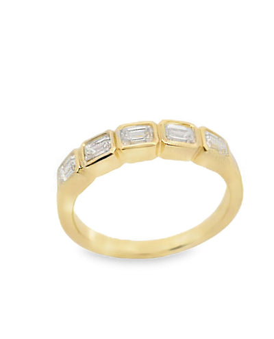 14K Yellow Gold Bezel Set Ring with Diamonds- Size 7