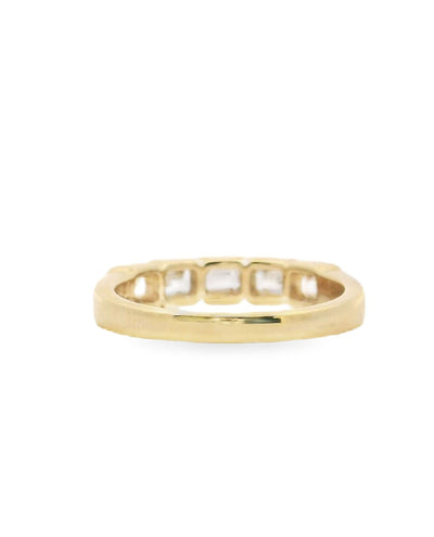 14K Yellow Gold Bezel Set Ring with Diamonds- Size 7