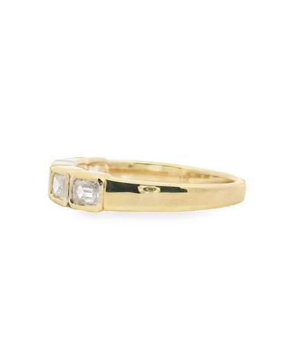 14K Yellow Gold Bezel Set Ring with Diamonds- Size 7