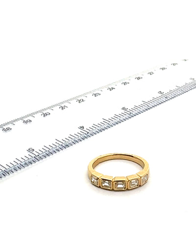 14K Yellow Gold Bezel Set Ring with Diamonds- Size 7