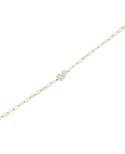 14K Yellow Gold Paperclip Bracelet with Diamonds
