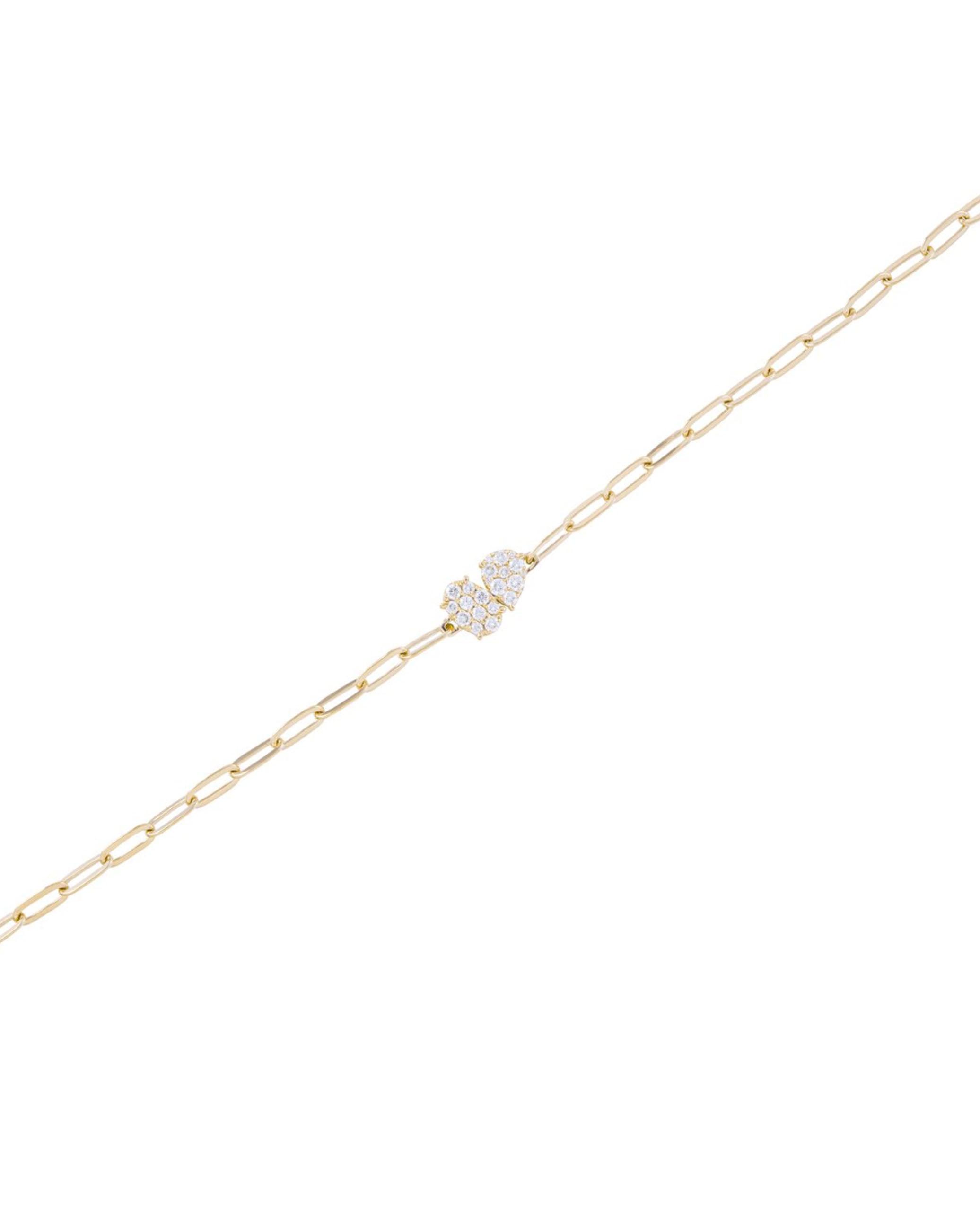 14K Yellow Gold Paperclip Bracelet with Diamonds