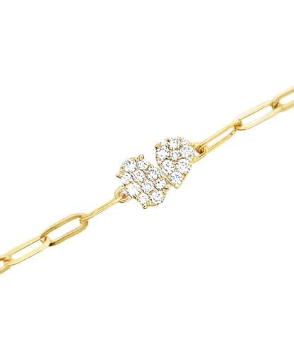 14K Yellow Gold Paperclip Bracelet with Diamonds