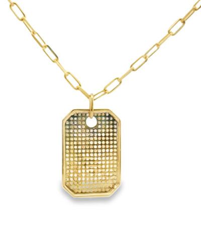 14K Yellow Gold Tag Pendant Necklace with Diamonds