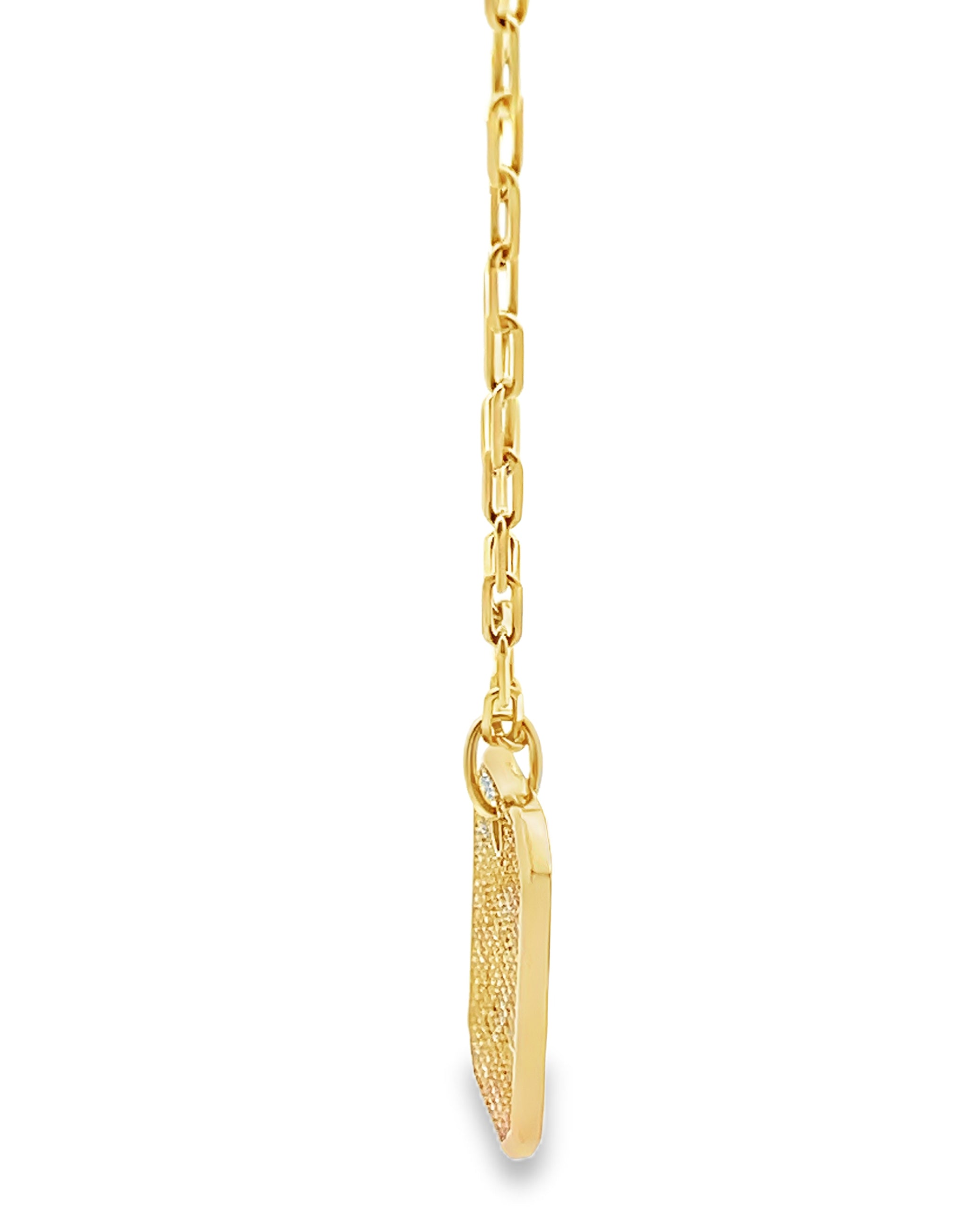 14K Yellow Gold Tag Pendant Necklace with Diamonds