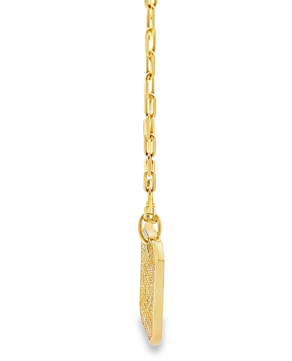 14K Yellow Gold Tag Pendant Necklace with Diamonds