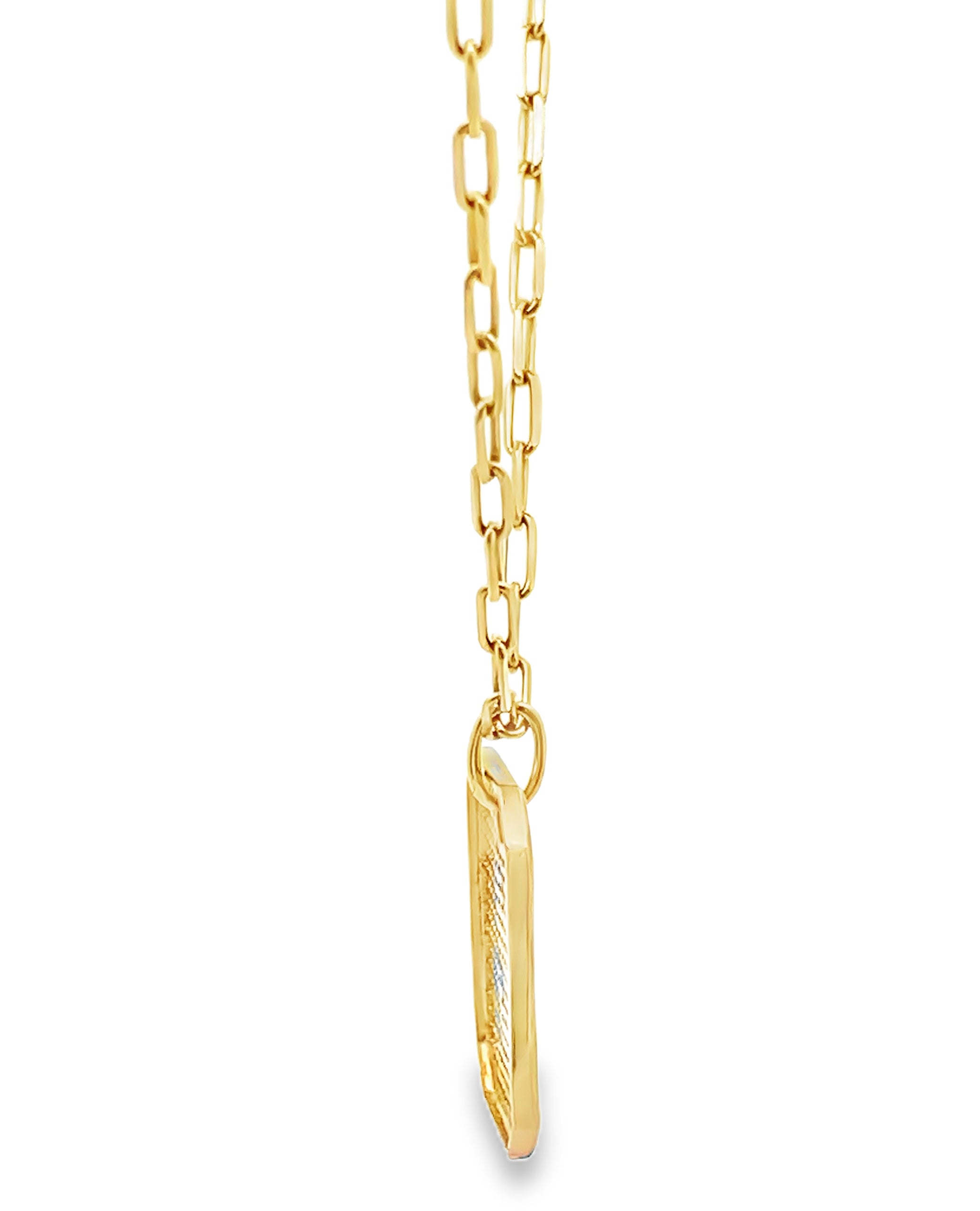 14K Yellow Gold Tag Pendant Necklace with Diamonds