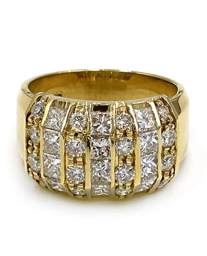 Vintage Diamond Ring with Princess Cut and Round Diamonds