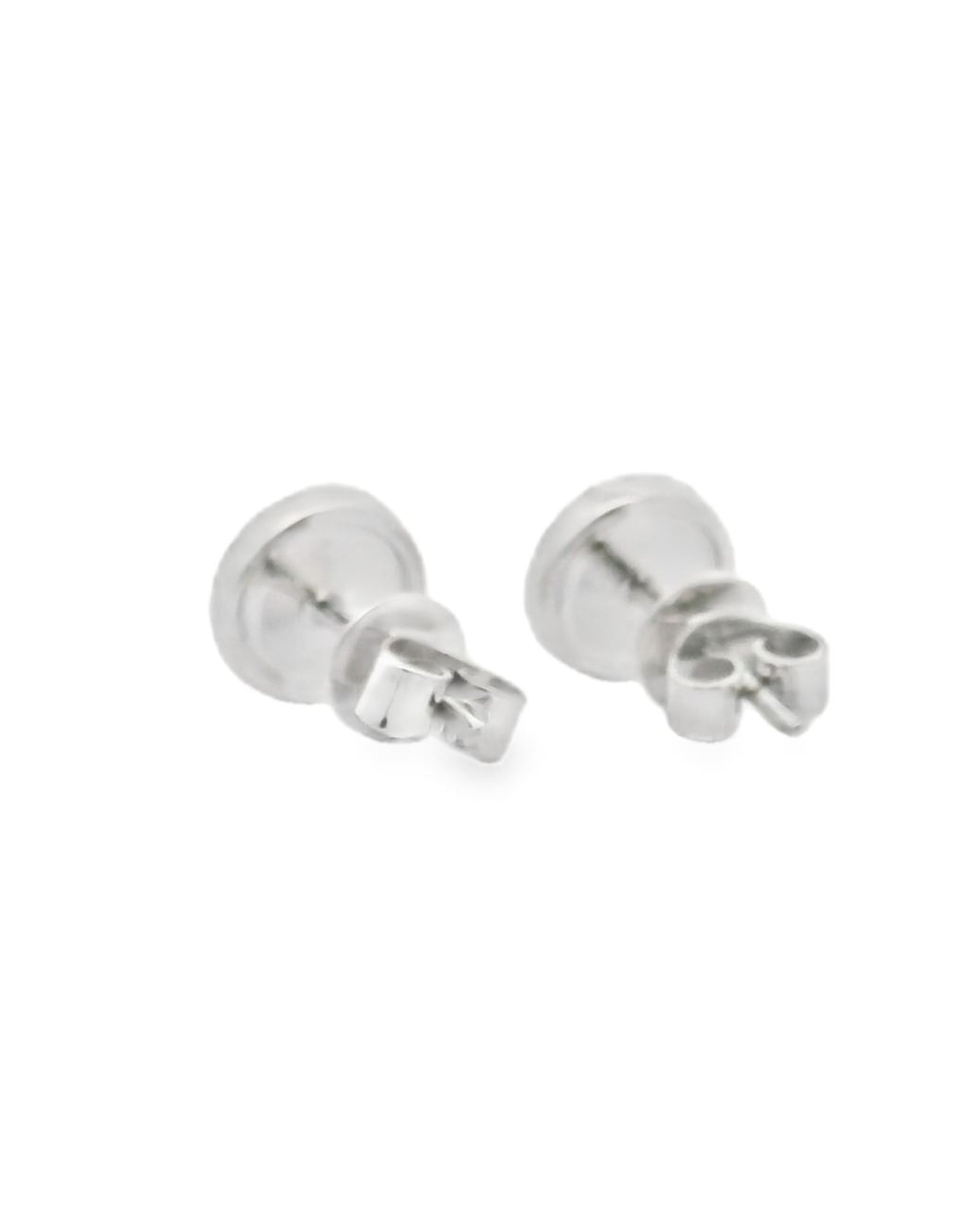 14K White Gold Pave Stud Earrings with Pushbacks