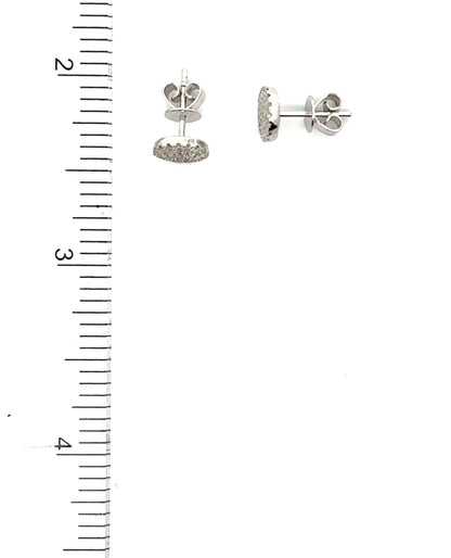 14K White Gold Pave Stud Earrings with Pushbacks