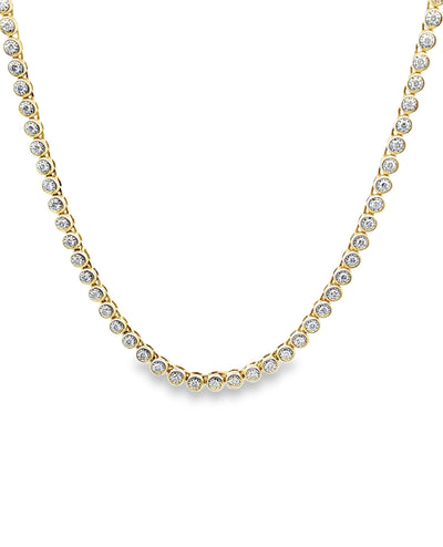 14K Yellow Gold Half Paperclip Necklace with Illusion Set Diamonds