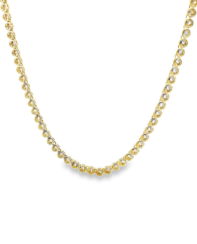 14K Yellow Gold Half Paperclip Necklace with Illusion Set Diamonds