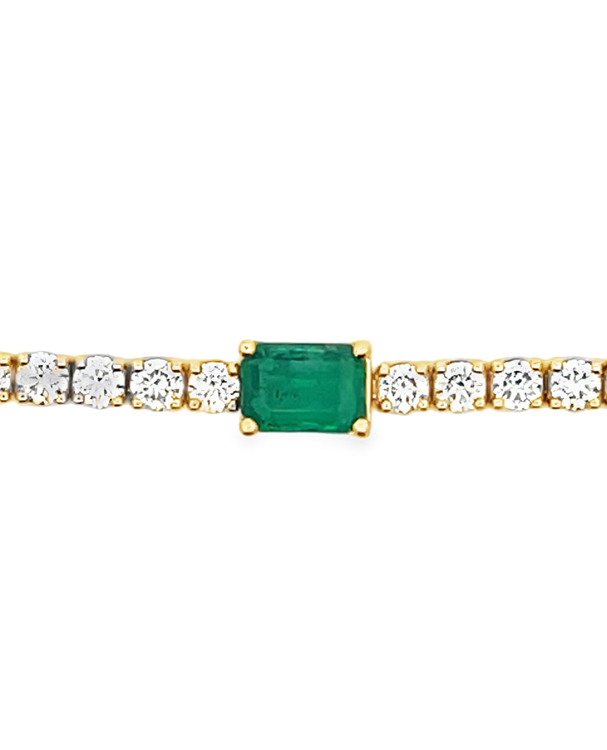 14K Yellow Gold Bracelet with Emeralds & Diamonds
