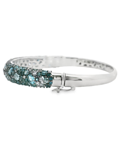 Allison Kaufman 14K White Gold Blue Topaz Bangle with Diamonds